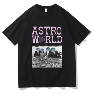 [S-5XL] เสื้อยืดลําลอง แขนสั้น คอกลม พิมพ์ลาย Travis Scott Astroworld Wish You Were Here โอเวอร์ไซซ์ สีดํา สําหรับผู้ชาย