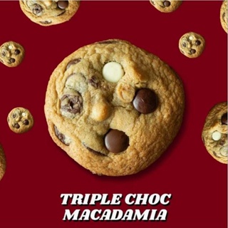 สินค้า (ใส่โค้ด 4JJWFLUB ลด 45-.) Jumbo Cookie คุ้กกี้ยักษ์ Triple Chocolate with Macademia กรอบนอกนุ่มใน 80g.