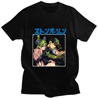 [S-5XL] เสื้อยืดแขนสั้น ผ้าฝ้าย แบบบาง ทรงหลวม พิมพ์ลายการ์ตูนอนิเมะ Jojo Bizarre Adventure Stone Ocean Cujoh Jolyne แฟช