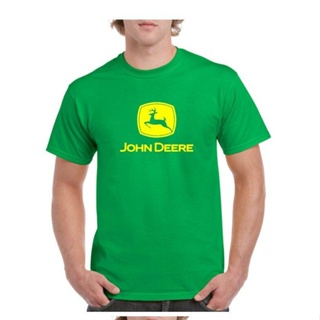 เสื้อยืดแขนสั้นเสื้อยืดลายกราฟฟิก john deere สีเขียวS-5XL