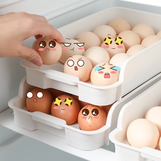 กล่องเก็บไข่ 15 ช่อง กล่องเก็บไข่ในตู้เย็น กล่องเก็บไข่พลาสติกหนาสไตล์มินิมอล รุ่นA37