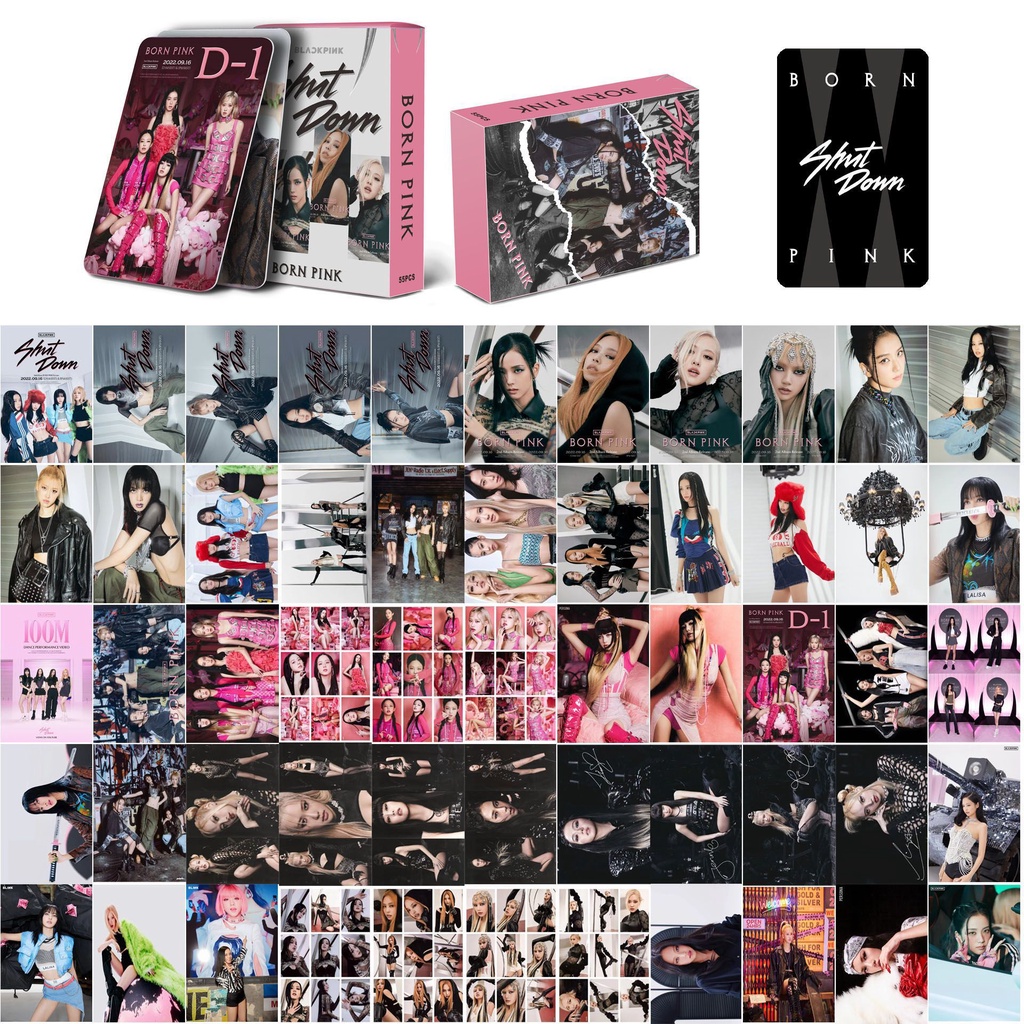 โปสการ์ดอัลบั้ม-black-pink-shut-down-born-pink-lisa-jennie-jisoo-rose-สีดํา-สีชมพู-จํานวน-55-ชิ้น-ต่อกล่อง