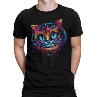 [COD]เสื้อยืด ผ้าฝ้าย 100% พิมพ์ลายกราฟฟิค Cheshire Cat Alice in Wonderland สําหรับผู้ชาย257843)S-5XL