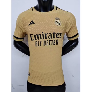 [Player Version] 2324 เสื้อเชิ้ตแขนสั้น ลายฟุตบอล Real Madrid สีเหลือง คุณภาพสูง
