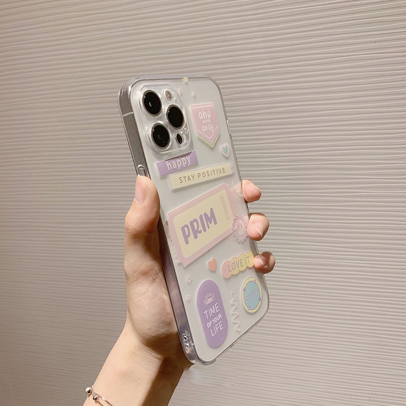 sticker-style-label-print-phone-case-for-iphone-11promax-transparent-iphone12-13-soft-xs-drop-resistant-xr-creative-7-8p