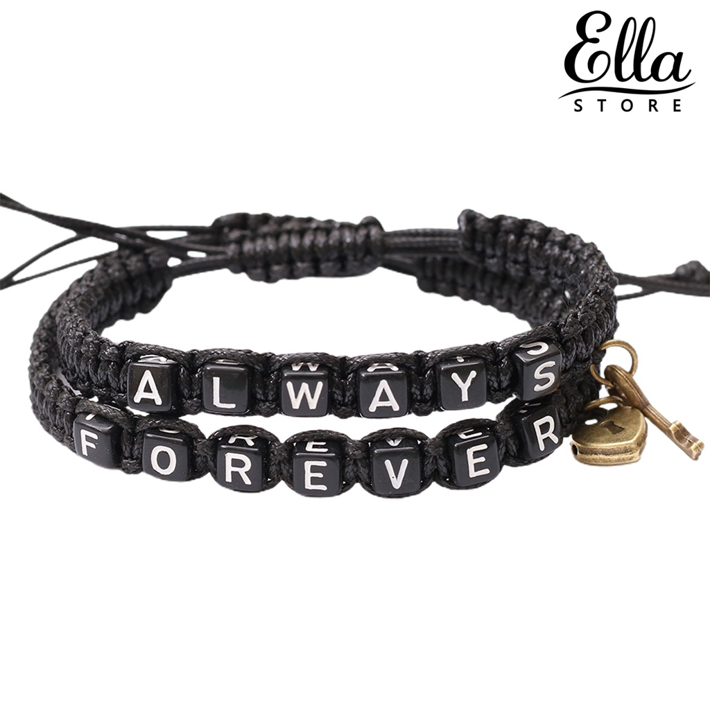 ellastore123-สร้อยข้อมือกําไลข้อมือ-แบบถัก-แมนนวล-สไตล์โรแมนติก-สําหรับผู้หญิง-2-ชิ้น-ต่อชุด