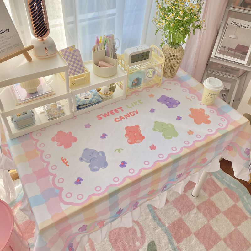 ผ้าปูโต๊ะ-ผ้าลูกไม้-ลายการ์ตูนหมีน่ารัก-สําหรับตกแต่งห้อง