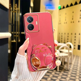 Ready Stock Fashion Casing เคส Realme C55 NFC 2023 Phone Case Luxury Back Cover with High Quality Cute Cat Stand RealmeC55 Soft Case เคสโทรศัพท