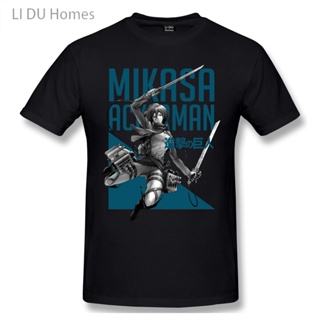เสื้อยืดแขนสั้นเสื้อยืดแขนสั้น ผ้าฝ้ายแท้ 100% พิมพ์ลายกราฟฟิค LIDU Attack On Titan Mikasa Ackerman แฟชั่นฤดูร้อน สําหรั