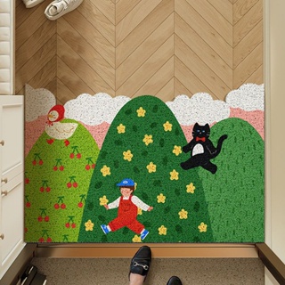 ภาพการ์ตูนพรมใช้นอกบ้านใยPVC เช็ดรองเท้า ดิน-โคลน ให้หลุดก่อนเข้าบ้าน ทนแดด ทนฝน พรมปูพื้น ดักฝุ่น