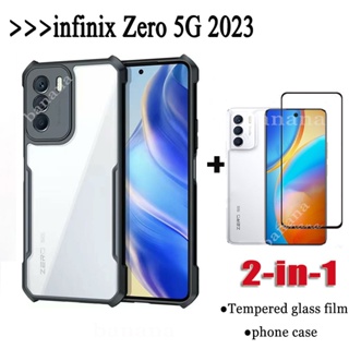 2in1 infinix Zero 5g 2023 เคสแข็ง แบบใส กันกระแทก สําหรับ Zero 5g Zero 20 กระจกนิรภัย ป้องกันหน้าจอ