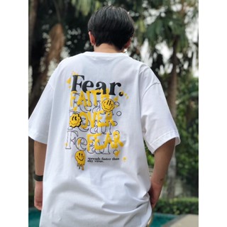 เสื้อยืด Oversize ลาย Fear (ยิ้มละลาย)S-5XL