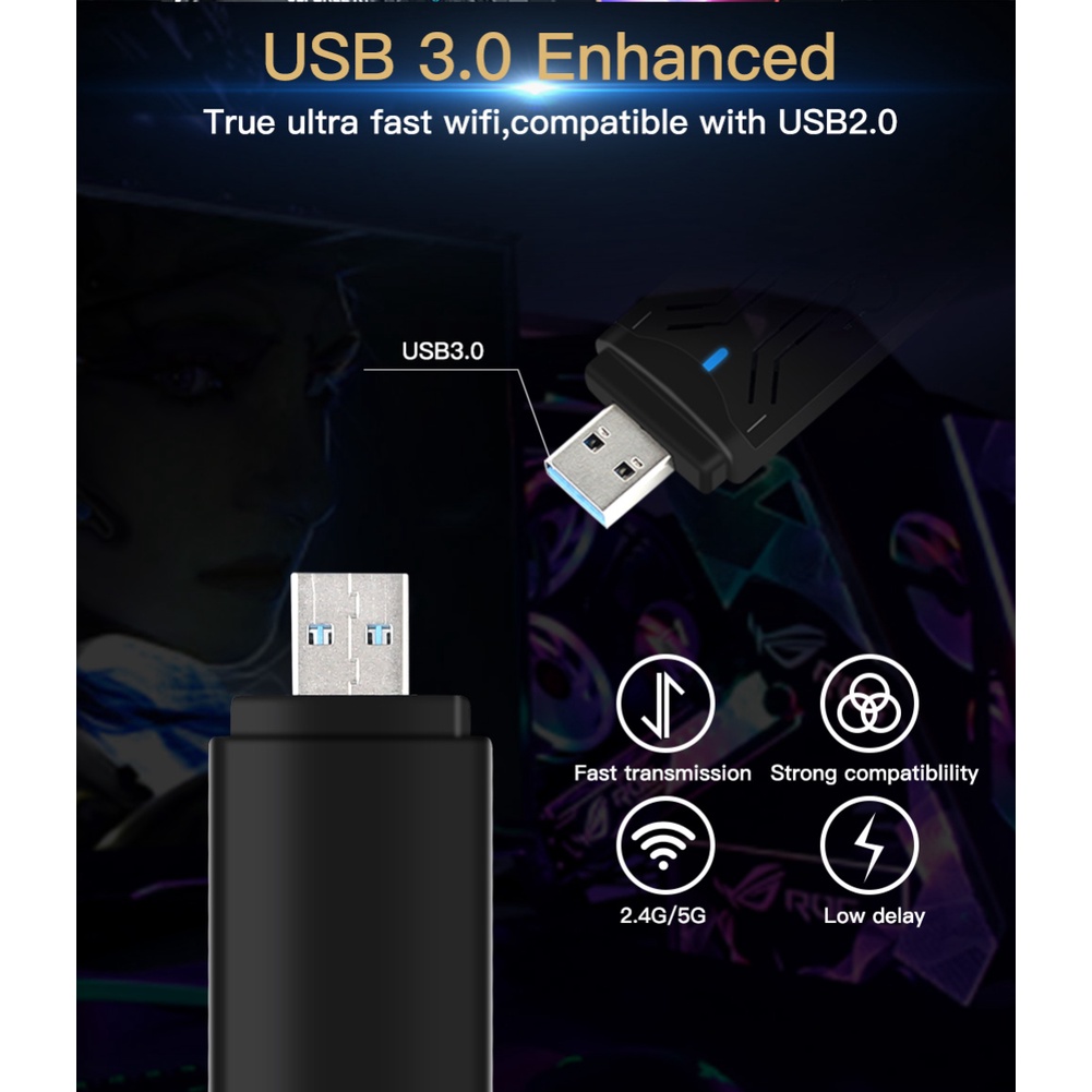 อะแดปเตอร์-usb-wifi-6-1800mbps-802-11ax-2-4g-5ghz-usb-3-0การ์ดเครือข่ายไร้สายรองรับ-windows-7-10-11