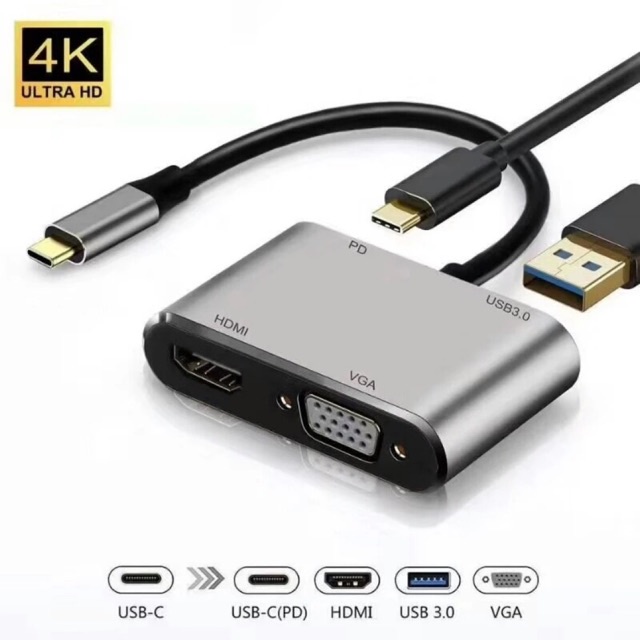 อะแดปเตอร์-adapter-4in1-4k-ตัวแปลง-usb-c3-1-type-c-to-hub-pd-hd-vga-usb3-0-สายแปลง-l-ning-to-hd-modelp32