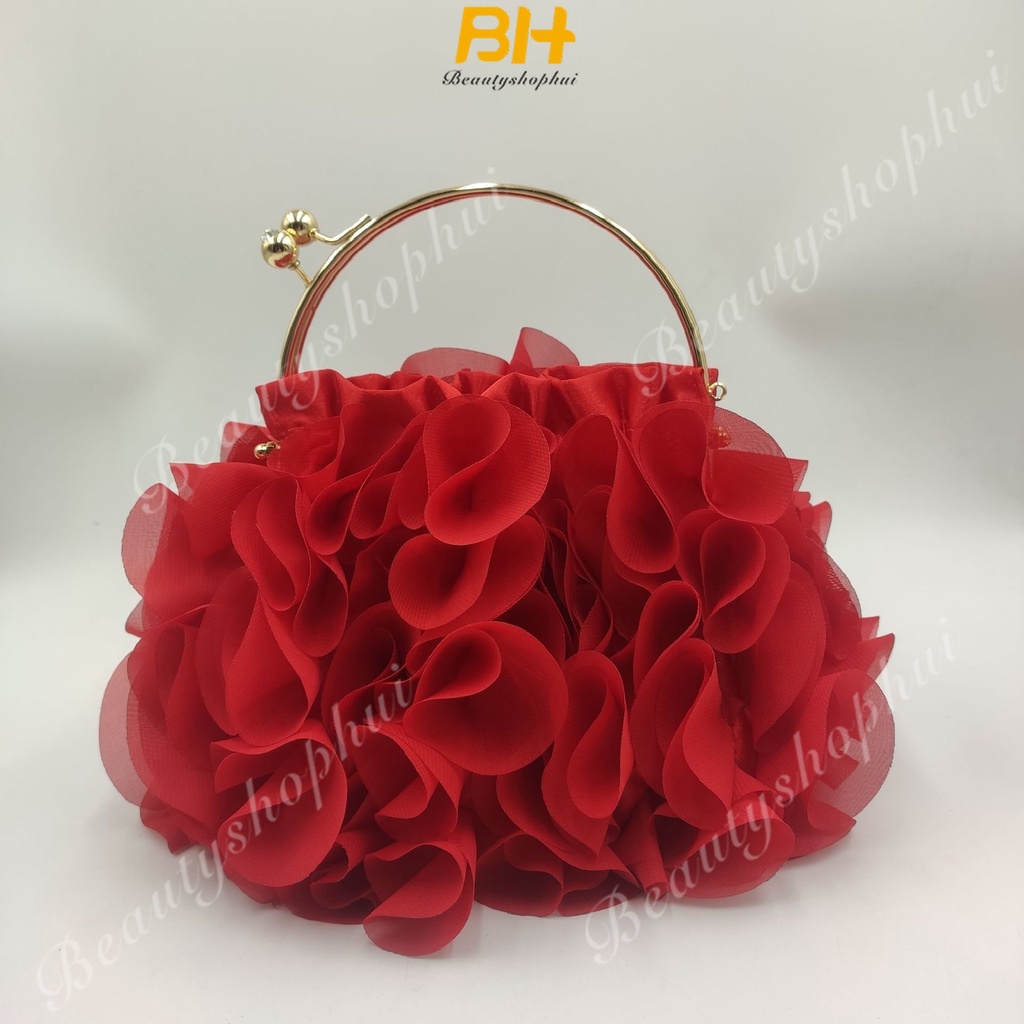 กระเป๋าถือ-ผ้าซาติน-ลายดอกไม้-สไตล์เกาหลี-สําหรับผู้หญิง