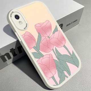 สําหรับ Redmi 9 9A 9C 10 2022 10A 10C K20 K40 Pro+ เคสโทรศัพท์มือถือหนัง PU ซิลิโคนนิ่ม ลายการ์ตูนดอกทิวลิป สีชมพู