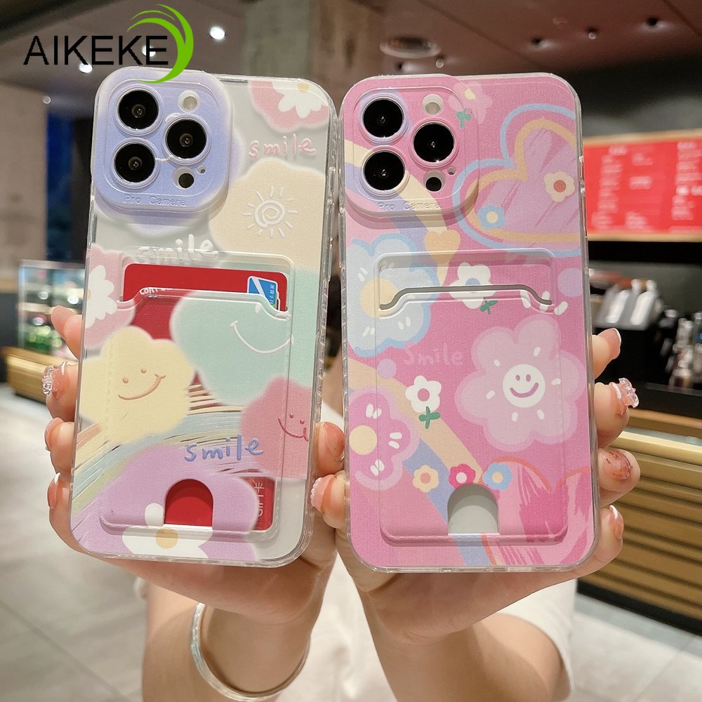 เคสโทรศัพท์มือถือแบบนิ่ม-ใส-ลายหน้ายิ้ม-พร้อมช่องใส่บัตร-สําหรับ-xiaomi-poco-c50-c40-c31-m5-m4-pro-4g-5g-m3-pro-m2-m5s-x5-x3-pro-x4-gt-nfc-f4-5g-f3-c3