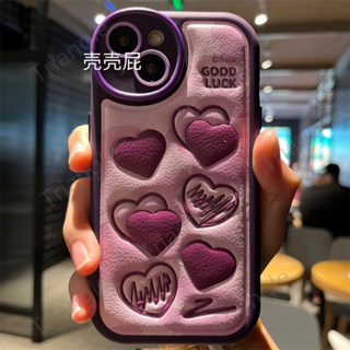 เคสโทรศัพท์มือถือหนัง ป้องกัน กันกระแทก เต็มจอ ลายหัวใจ สามมิติ สําหรับ Iphone 14pro max 13 12 11 11