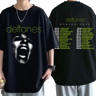 Njzj【พร้อมส่ง】เสื้อยืดลําลอง ผ้าฝ้ายแท้ แขนสั้น พิมพ์ลายวงร็อค Deftones 2022 Concert Tour สไตล์วินเทจ ฮิปฮอป โกธิค สตรีท