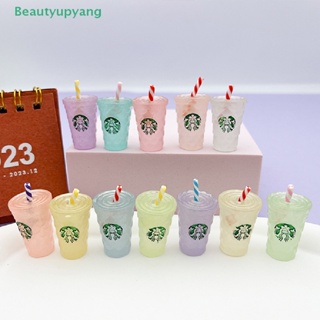 [Beautyupyang] 2Pcs Miniature Luminous Resin Straw Cup Simulation Coffee Cup Ornaments Decor
