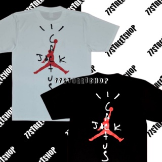 [S-5XL] เสื้อยืด Air Jordan x Travis Scott T-Shirt 100% CottonStreet Rap พิมพ์ Hip Hop ลำลองหลวมแขนสั้น
