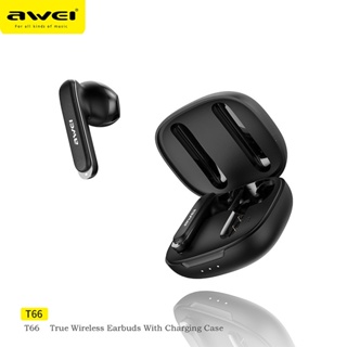 Awei T66 หูฟังสเตอริโอไร้สาย บลูทูธ 5.3 TWS ลดเสียงรบกวน พร้อมไมโครโฟน Dual HD สําหรับเล่นกีฬา