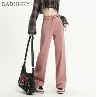 DaDuHey🎈 2023 American Style High Street Vintage Jeans Straight Loose Look Hot Girl High Waist Wide Leg Casual All-Match Jeans