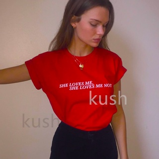 kush she loves me ลวดลายเสื้อยืดคอกลมแขนสั้นสไตล์แฟชั่นผ้าฝ้าย 100% สำหรับเยาวชนTA18_01