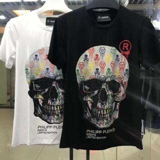 New Men Fashion Philipp Plein Black White Short Sleeve T-shirt Cotton Tops_01