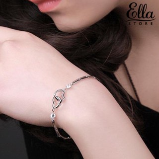 Ellastore123 สร้อยข้อมือโซ่ ประดับพลอยเทียม สีพื้น ปรับได้ สําหรับผู้หญิง