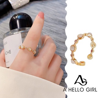 A HELLO GIRL เครื่องประดับ แหวนนิ้วชี้ ประดับโอปอล เหมาะกับของขวัญวันเกิด แบบเรียบง่าย สําหรับผู้หญิง