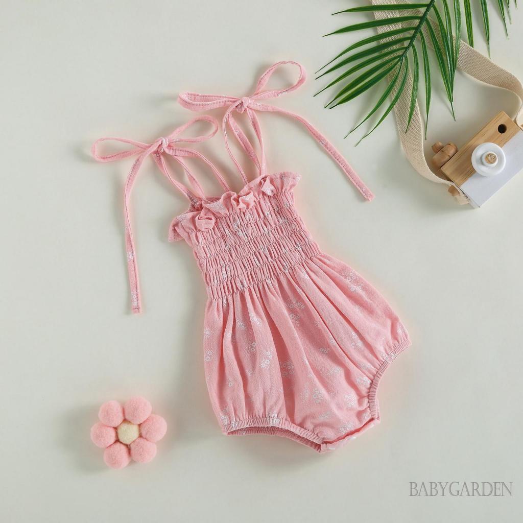 babygarden-0-24-เดือน-ชุดรอมเปอร์-แขนกุด-สายคล้องไหล่-ปรับได้-ลายดอกไม้-สีชมพู-แอปริคอท-กาแฟ