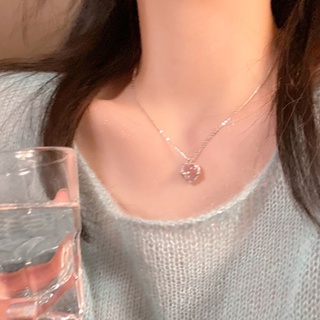 Fashion Alloy Rhinestone Opal Heart Necklace for Women