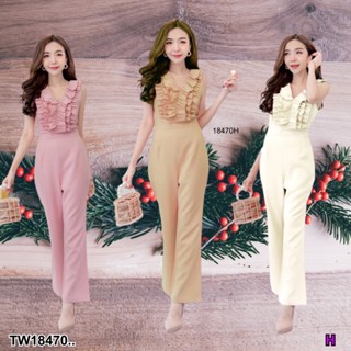 S4U 💗พร้อมส่ง  Jumpsuit จั้มสูทแขนกุดขายาว อกระบาย เสื้อผ้าแฟชั่นผู้หญิง ชุดไปทะเล ชุดเซ็ท ชุดทำงาน สาวอวบ