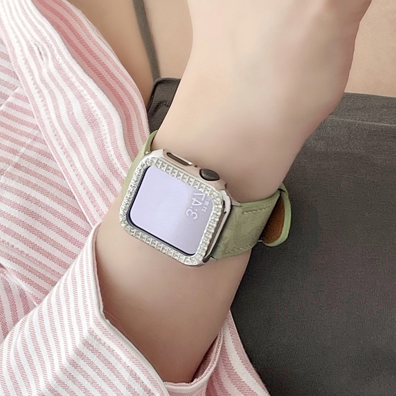 สายนาฬิกาข้อมือ-สายหนัง-สีเขียว-หรูหรา-สําหรับ-apple-watch-series-ultra-8-se-7-6-5-4-3-2-1