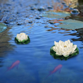 Artificial Lotus Plastic Decor Floating Plants Flower Garden Leaf Pond Patio