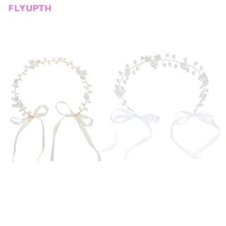 Flyup ที่คาดผมริบบิ้น ลายดอกไม้ สีทอง สีเงิน เครื่องประดับ สําหรับเจ้าสาว งานแต่งงาน TH