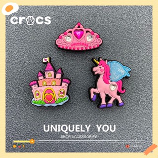 Crocs หัวเข็มขัด รูปการ์ตูนปราสาท ดอกไม้ อุปกรณ์เสริม สําหรับตกแต่งรองเท้า Crocs