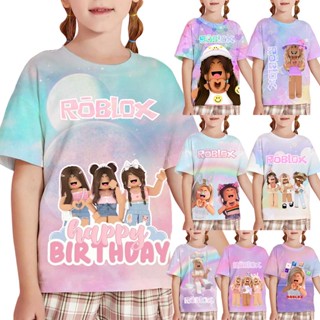 *3-13Y *ENX* เสื้อยืด พิมพ์ลาย Robloxs แฟชั่น สําหรับเด็กผู้หญิง เหมาะกับงานปาร์ตี้วันเกิด
