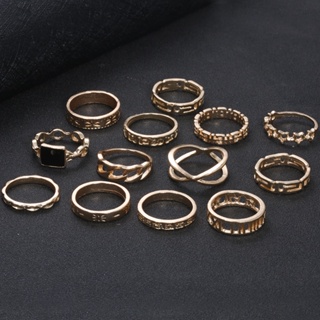 ชุดแหวนโลหะ สีทอง สไตล์พังก์ สําหรับผู้หญิง จํานวน 13 ชิ้น ต่อชุด