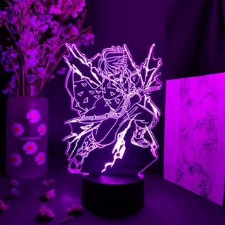 Lightning Agatsuma Zenitsu Figure Lamp Demon Slayer 3D Anime Night Light Kimetsu No Yaiba Otaku Bedroom Desktop Table Decor
