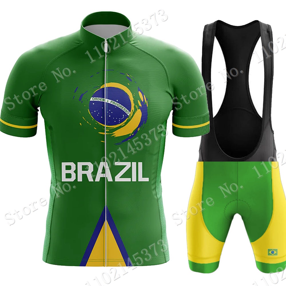 เสื้อกีฬาแขนสั้น-ลายทีมชาติบราซิล-และกางเกงขาสั้น-แฟชั่นฤดูร้อน-สําหรับขี่จักรยาน-mtb-2024