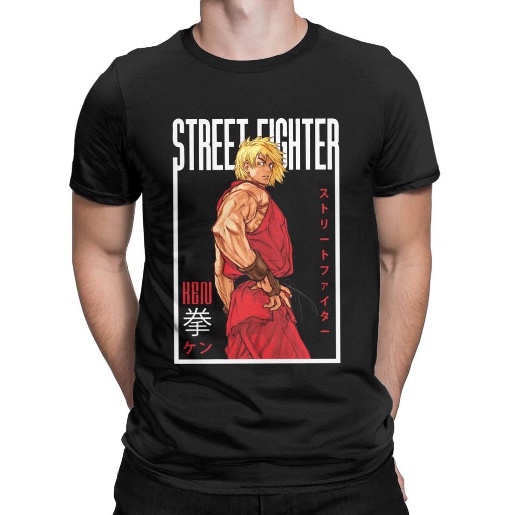 เสื้อยืดแขนสั้น-พิมพ์ลาย-street-fighter-ken-masters-สําหรับผู้ชาย