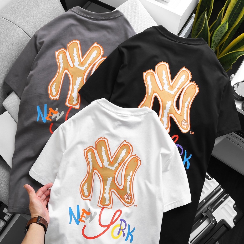 เสื้อยืดพิมพ์ลายแฟชั่น-เสื้อยืดคอกลมแขนสั้น-mlb-ny-newyork