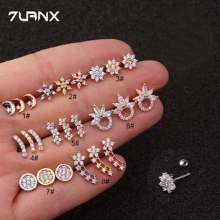 1 Piece Flower Moon Round Shape 20 Gauge Helix Tragus Lobe Piercing Stainless Steel Barbell Earring Stud