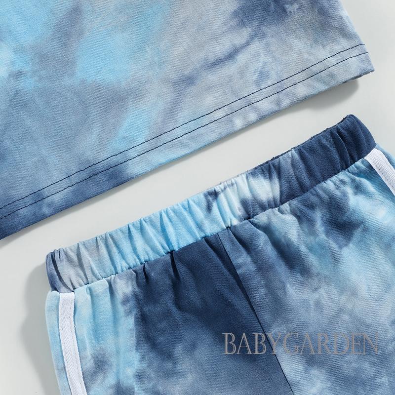 babygarden-6m-4years-ชุดเสื้อผ้าเด็กผู้ชาย-เสื้อยืดแขนสั้น-พิมพ์ลายมัดย้อม-กางเกงขาสั้น