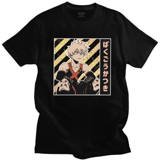 เสื้อยืดแขนสั้น ผ้าฝ้าย 100% พิมพ์ลายอนิเมะ Gorgeous My Hero Academia Katsuki Bakugou แฟชั่นฤดูร้อน สําหรับผู้ชาย คู่รัก