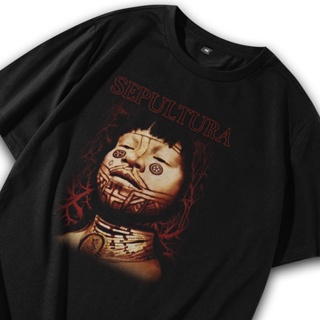 Sepultura เสื้อยืดลําลอง แขนสั้น พิมพ์ลายวงร็อควงร็อควงดนตรี Baju Sepultura Heavy Metal Kaos Roots Bloody Roots สไตล์วินเทจ สําหรับผู้ชาย ผู้หญิง 213