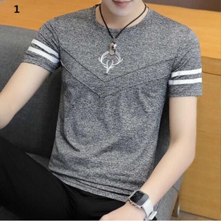 พร้อมส่ง ส่งฟรี เสื้อยืดแขนสั้น สไตล์เกาหลี ฤดูร้อน สําหรับผู้ชาย C175