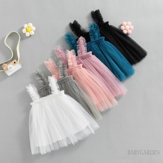 Babygarden-6m-5y ชุดเดรสแขนกุด จับจีบ สีพื้น แฟชั่นฤดูร้อน สําหรับเด็กผู้หญิง งานปาร์ตี้ โชว์บนเวที